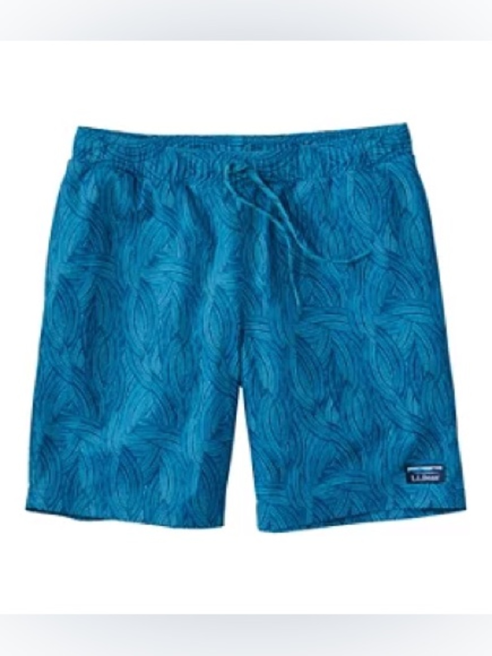 L. L. Bean Men's Vacationland Stretch Swim Trunks blue swirl design size M